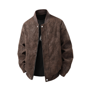 加绒保暖美式 新款 飞行夹克潮流棒球服皮衣外套男 2025秋冬季 XUT