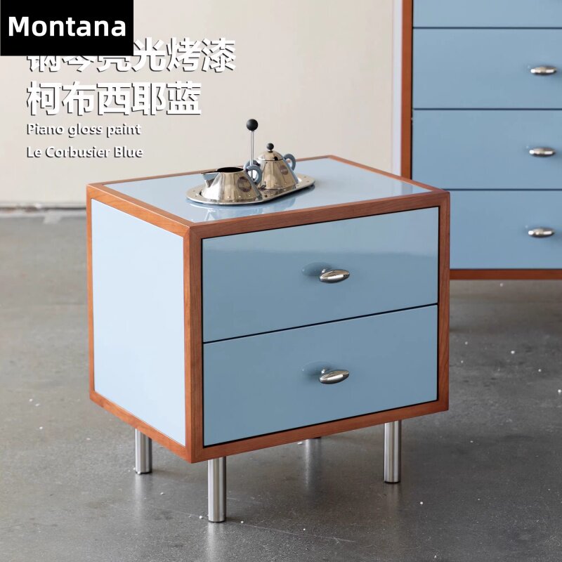 Montana 戈多床头柜柯布西耶蓝法式高级感小型实木边柜卧室储物柜