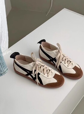 opel女鞋2024复古德训鞋阿甘鞋休闲运动鞋跑步鞋训练鞋真皮平底鞋