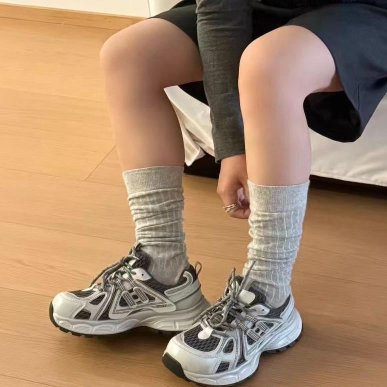 opel女鞋厚底增高休闲鞋银灰网面运动鞋复古老爹鞋轻便跑步鞋学生