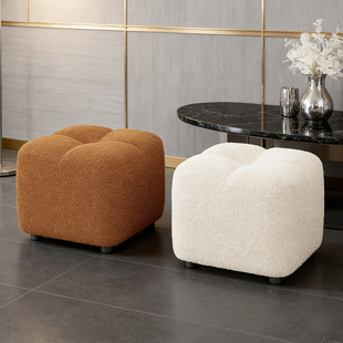 凳子小矮凳家用小板凳客厅坐凳墩脚凳高级感羊羔绒方凳门口换鞋凳