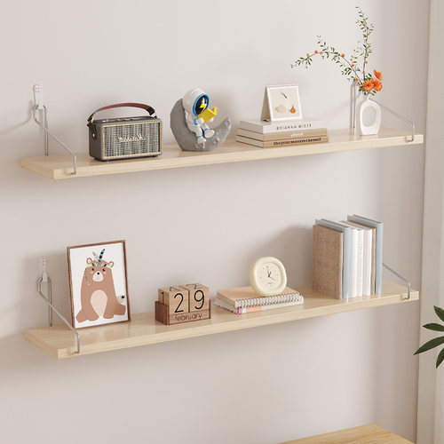 墙上置物架床头壁挂免打孔隔板客厅墙面投影仪路由器架子挂墙书架