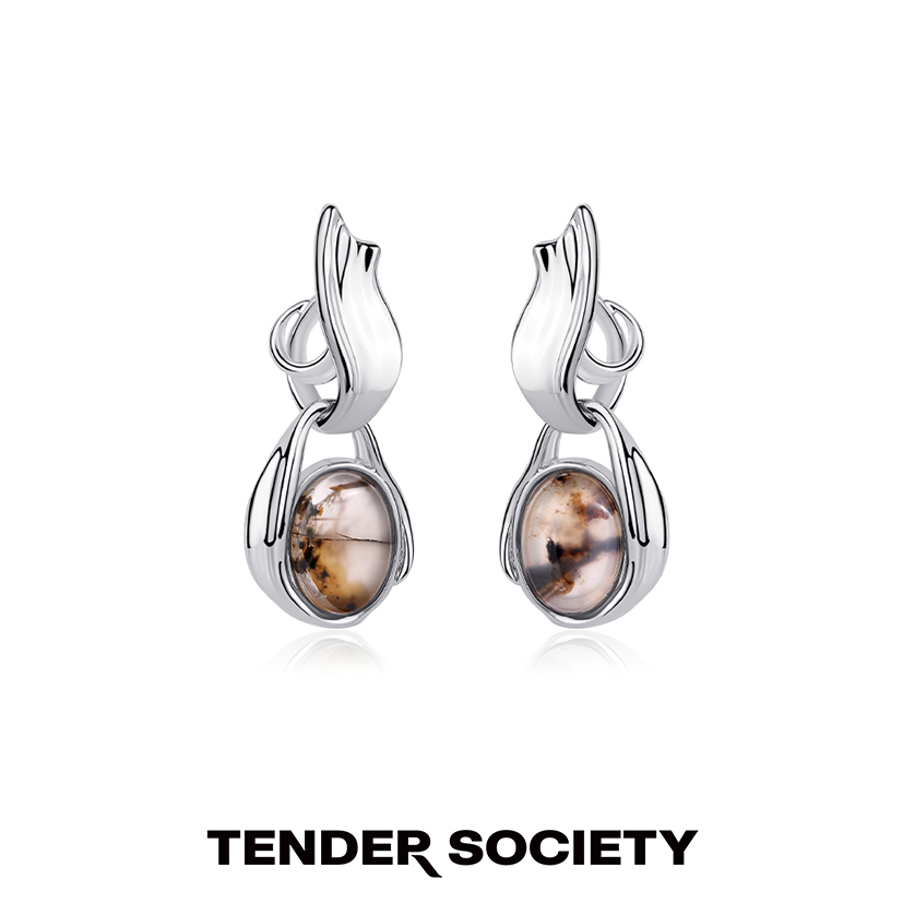 Tender Society Haaken系列海洋玛瑙双圈耳环耳饰原创小众设计师