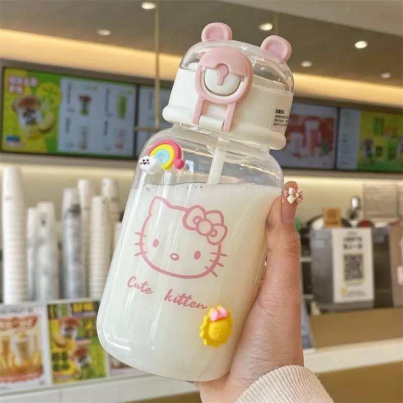 吸管杯女生高颜值学生水杯便携小巧可爱kt猫帕恰狗塑料杯儿童杯子