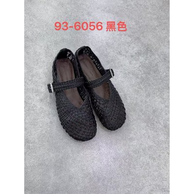 复古编织镂空玛丽珍鞋软底休闲单鞋女鞋—93-6056—【卡】