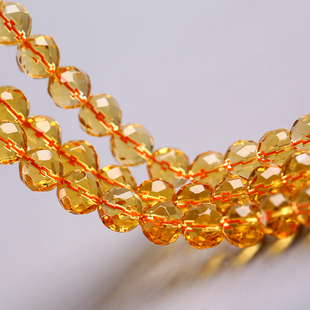 黄水晶64/128刻面切面散珠半成品 DIY手工串珠手链项链水晶