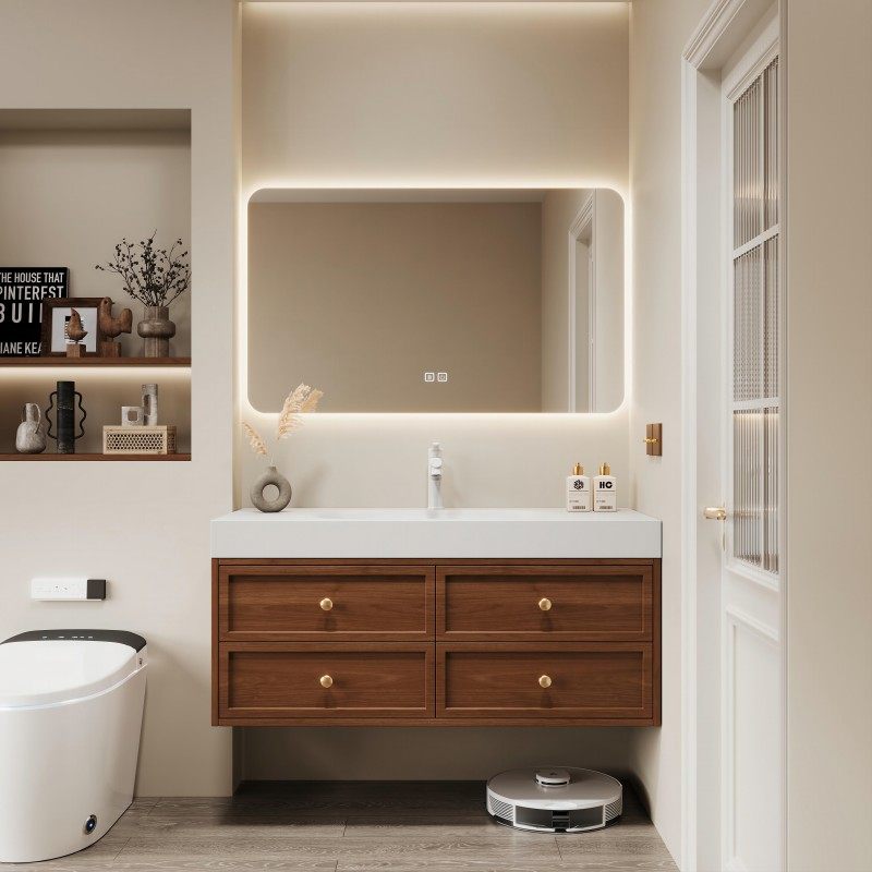 中古风复古原木可丽耐一体盆骨骼线浴室柜组合洗手池洗漱台盆定制,家装主材,浴室柜组合,淘宝优惠券,粉丝福利购,淘宝优惠卷