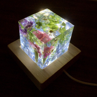 【花立方】滴胶植物标本水晶树脂工艺品节日真花礼物