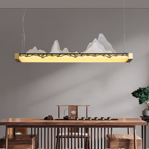 极简风新中式禅意茶室吧台餐厅长条装饰吊灯别墅酒店民宿现代简约