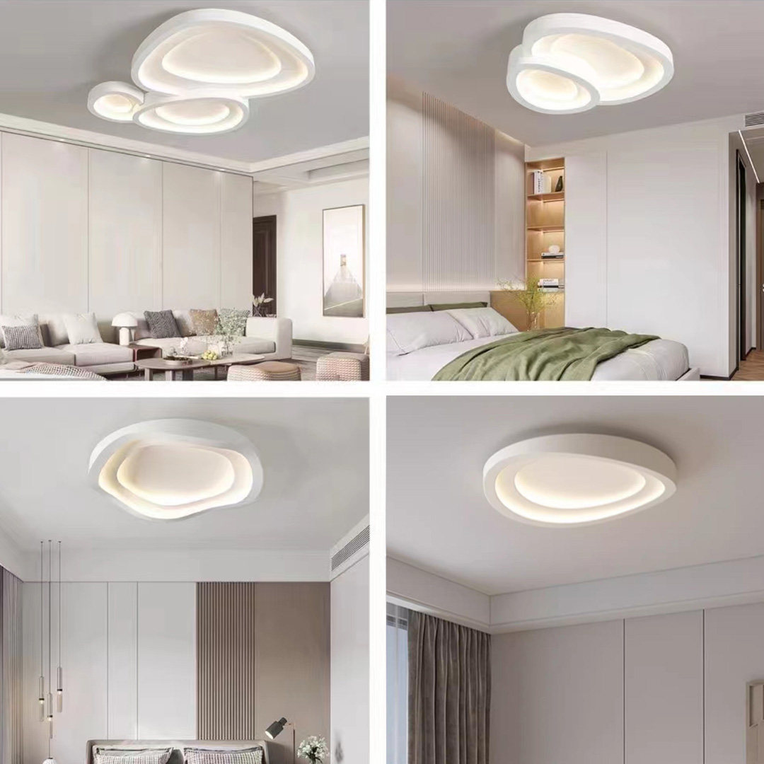 客厅灯奶油风现代极简卧室温馨云朵水波纹吸顶灯个性创意书房间灯
