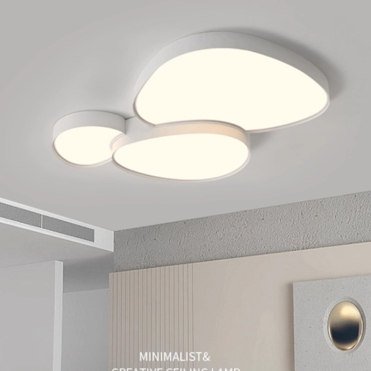 新款鹅卵石白色中古风奶油风书房吸顶灯云朵大气简约现代客厅主灯