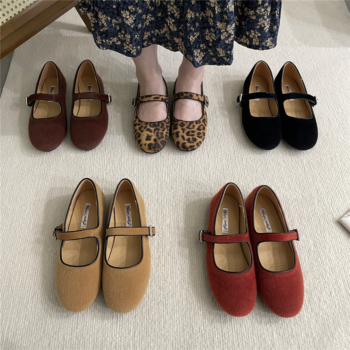 软底单鞋女豹纹玛丽珍鞋舒适复古民国风文艺知性百搭芭蕾四季鞋秋