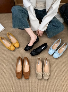 温柔仙女风玛丽珍鞋2025年新款法式少女蓝色绒面拼接内增高晚晚鞋