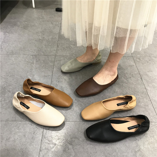 两穿奶奶鞋女方头软底舒适百搭