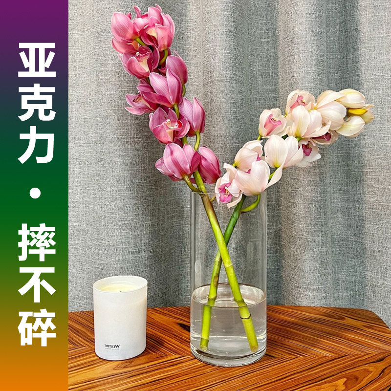 亚克力花瓶插玫瑰百合郁金香鲜花图片