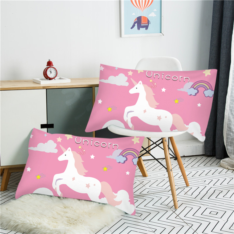 水晶绒定制少女心独角兽枕套厚保