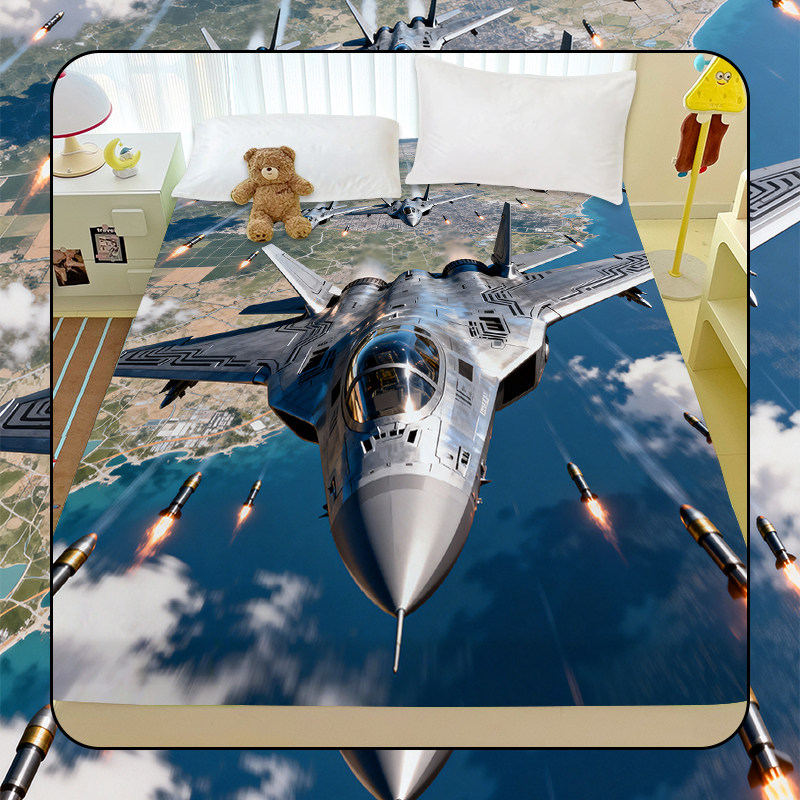 战斗飞机全棉床笠军事战斗机男生寝室学生宿舍单人卧室床垫保护罩