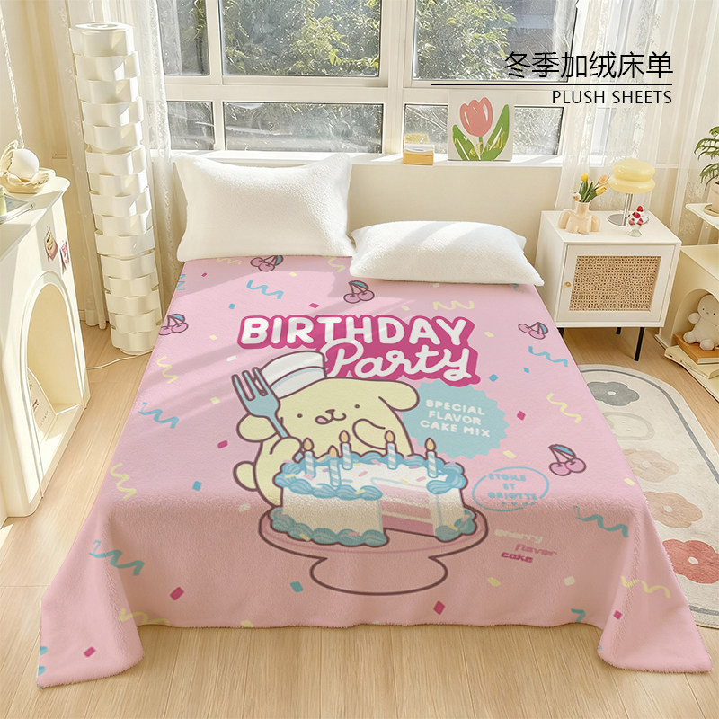 卡通布丁狗水晶绒床单可爱冬季保暖女生寝室学生宿舍儿童居家被单,床上用品,床单,淘宝优惠券,粉丝福利购,淘宝优惠卷