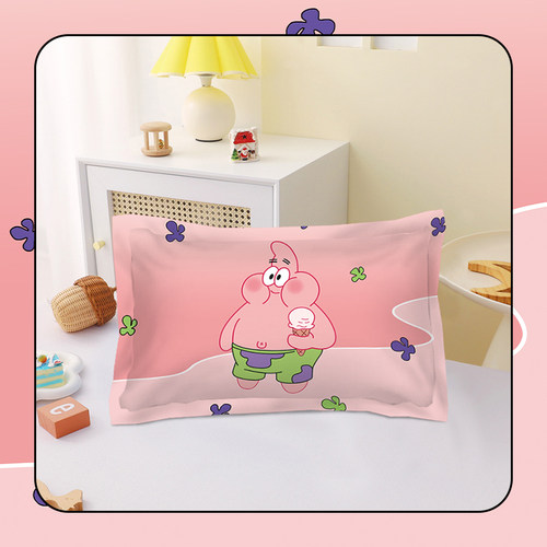 全棉可爱海绵宝宝枕套儿童寝室学生宿舍单人卡通派大星枕头套
