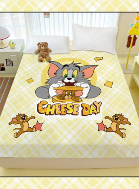 卡通猫和老鼠全棉床笠可爱杰瑞汤姆儿童寝室学生宿舍床垫保护罩