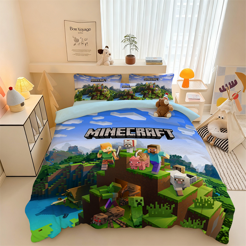我的世界游戏水晶绒四件套冬季加厚学生宿舍家用三件套单品被套