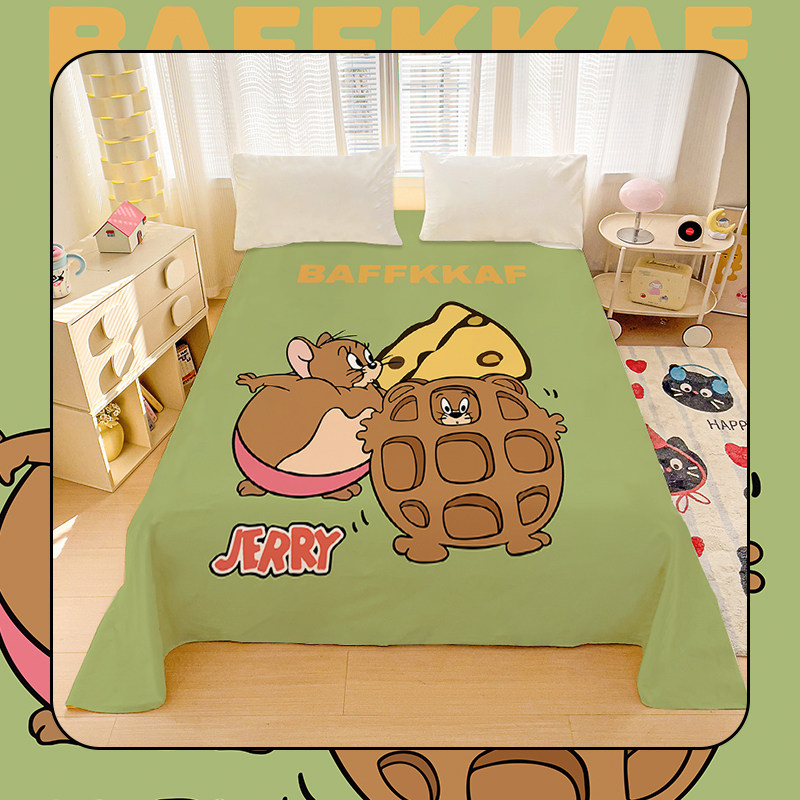 可爱猫和老鼠全棉床单卡通汤姆杰瑞纯棉被单儿童寝室学生宿舍单人,床上用品,床单,淘宝优惠券,粉丝福利购,淘宝优惠卷