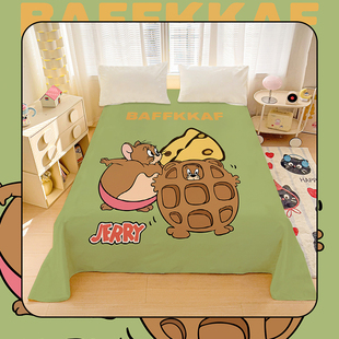 可爱猫和老鼠全棉床单卡通汤姆杰瑞纯棉被单儿童寝室学生宿舍单人