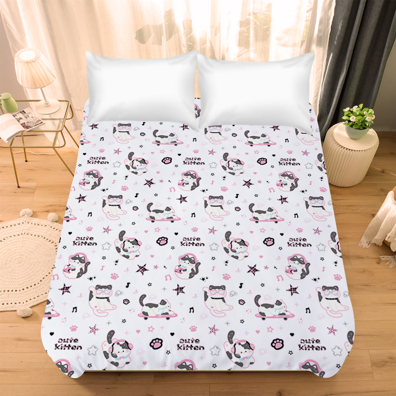 卡通可爱动物拼图水晶绒床单女生寝室学生宿舍冬季保暖单人被单