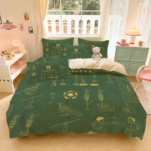 简约公式磨毛四件套数学英语学生三件套男生寝室单人被套可水洗