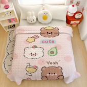 卡通小熊牛奶绒毛毯可爱动物加厚办公室午休毯女生居家沙发毯