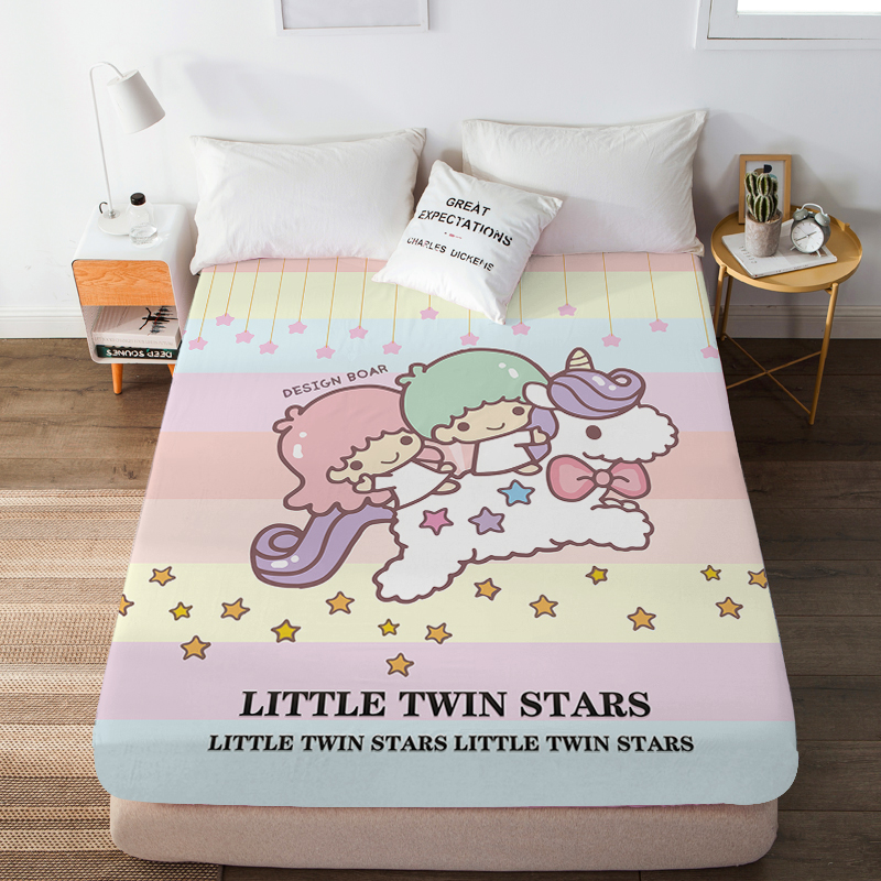 双子星卡通磨毛床笠可爱三丽鸥男女寝室学生宿舍单人床垫保护罩