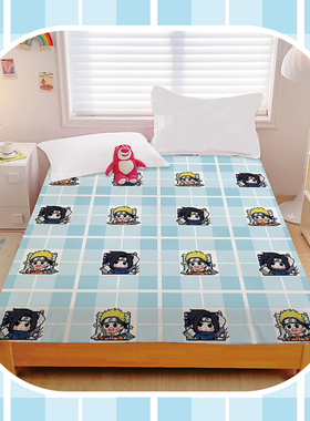 卡通火影忍者全棉床笠帅气鸣人纯棉女生寝室学生宿舍床垫保护罩