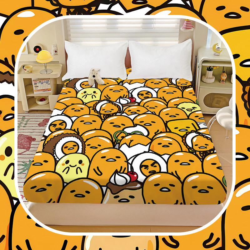 懒蛋蛋卡通全棉床笠可爱蛋黄纯棉女生寝室学生宿舍单人被单