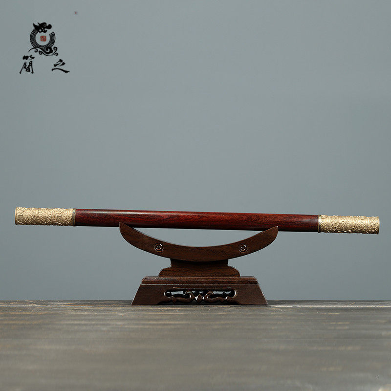 印度小叶紫檀木雕金箍棒棍子横财发财摆件中国风家用客厅工艺品