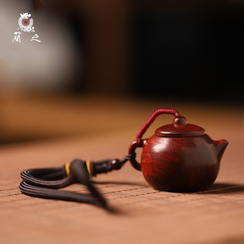 印度小叶紫檀招财迷你随身把把壶
