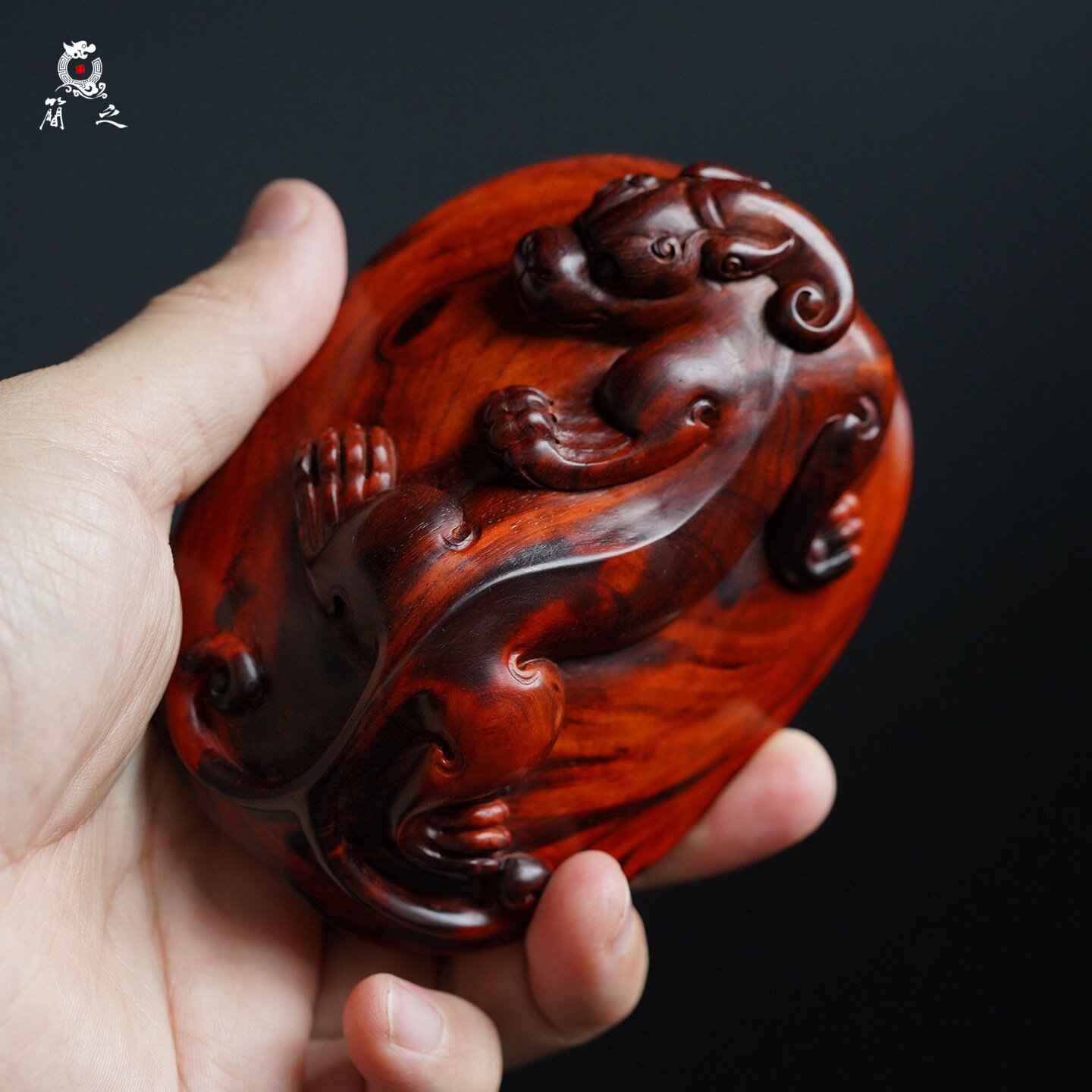 印度小叶紫檀富甲貔貅招财手把件