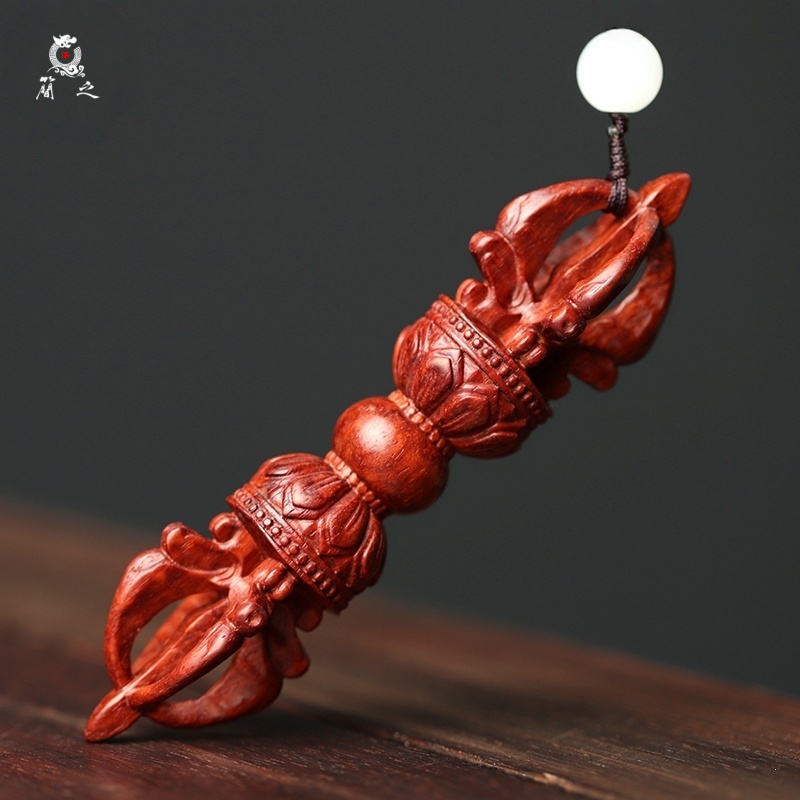 印度小叶紫檀木雕金刚杵手把件男女随身文玩手上盘玩手玩把件