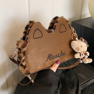 复古潮流百搭单肩包高级感休闲女包 猫耳包女2025冬季 小众时尚 个性