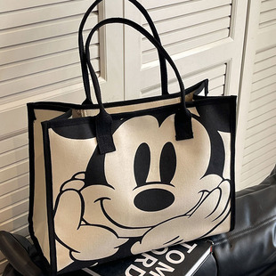 百搭休闲单肩包 帆布卡通托特包时尚 韩版 大容量通勤包包女2025新款