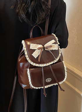 学院风大容量双肩包今年新款蝴蝶结2025百搭复古美拉德韩版背包