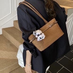 托特包 女式 精致百搭气质高级感单肩手提麂皮绒时尚 简约2025秋季