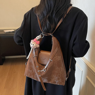 女式 休闲通勤大容量双肩包2025新款 百搭复古单肩包气质百搭斜挎包