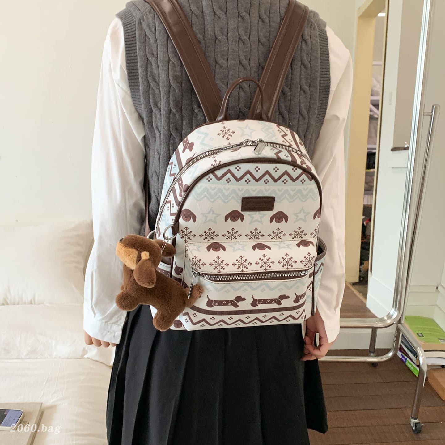 费尔岛风卡通双肩包2026新款女大容量学院风学生上课电脑包书包,箱包皮具/热销女包/男包,双肩背包,淘宝优惠券,粉丝福利购,淘宝优惠卷