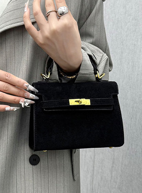 气质精致百搭时尚绒面单肩斜挎高级简约20252秋季女式手提凯莉包