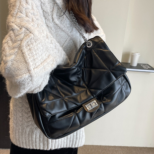 腋下包包女2025新款 大容量菱格链条包小众简约百搭单肩包 秋冬时尚