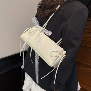 韩版 超火流行通勤简约单肩包 少女甜美蝴蝶结腋下包2025新款 女式