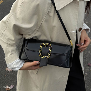单肩包 ins女式 高级质感油蜡皮腋下包2025百搭时尚 潮小众设计韩版