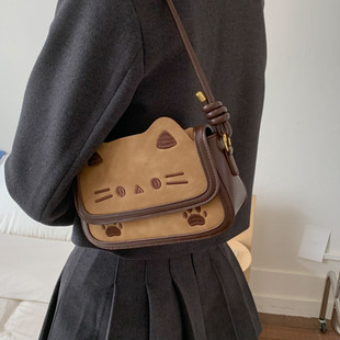 可爱小猫精致时尚 手提小方包 百搭单肩斜挎潮流简约少女风2025秋季