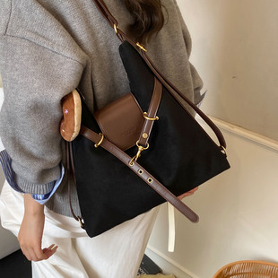 休闲爆款 美拉德今年流行大容量单肩包2025超火气质麂皮复古双肩包