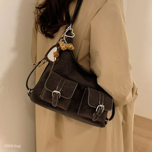 时尚 女学生上课通勤休闲复古单肩斜跨包 百搭高级感双肩包2025新款